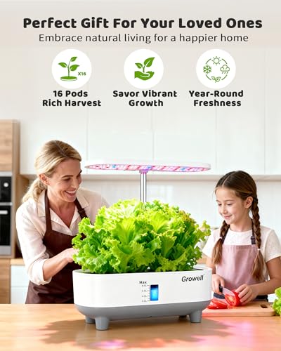 Growell 16 Pods Hydroponics Growing System Kit with 3 Light Modes & 2 Timer - color: White
