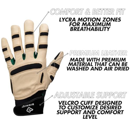 Bionic ReliefGrip Premium Leather Gardening Gloves - size: Medium, style: Men