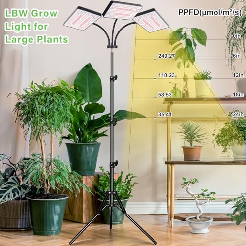 LBW Grow Light for Indoor Plants, 642 LEDs Grow Light with Stand - size: 3-Head