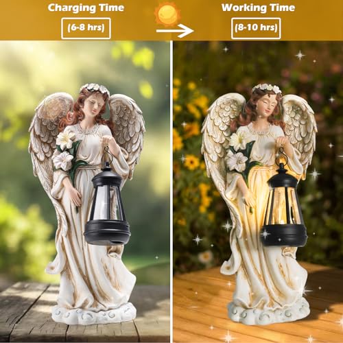 Garden Angel Statue, Solar Garden Angel Statues for Outside with Lantern - color: Lantern