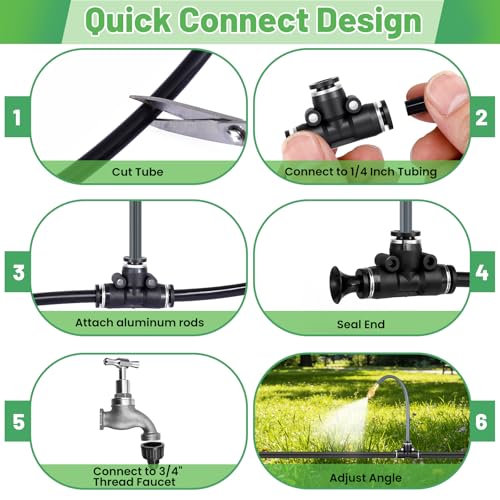 49.2Ft 1/4" Drip Irrigation System 360° Watering Misting System - size: 49.2FT 1/4" Tubing