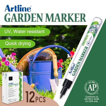 Artline Garden Markers, Black 0.8mm - size: 1 Count (Pack of 12)