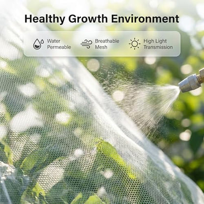 6.5x6.5x6.5Ft Fruit Tree Netting Cover Zipper Drawstring Garden Pest Mesh - size: 6.5x6.5x6.5Ft