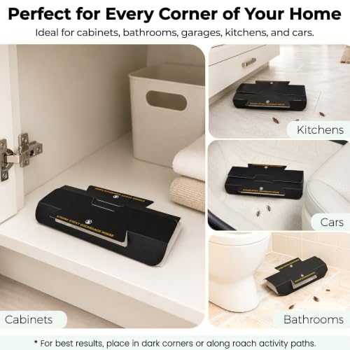 Cockroach Traps for Home – Non-Toxic Odorless Roach Glue Traps, Strong Sticky Multi-Entry Design for Kitchen, Cabinets & Bathroom, 10 Pack - size: 10 Pack