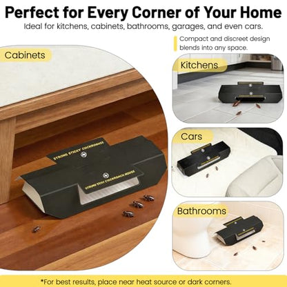 Cockroach Traps Indoor – Non-Toxic Odorless Roach Glue Traps, Strong Sticky Roach Traps for Kitchen, Cabinets & Bathroom, 20 Pack - size: 20 Pack