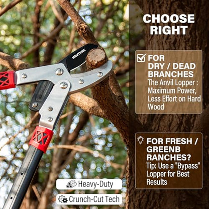 HAUTMEC Anvil Loppers for Tree Trimming Heavy Duty, Extendable 27-37'' Garden Loppers with Compound Action System, 2" Cutting Capacity, Labor-Saving Tree Trimmer for Yard, Lawn Branch Cutter - color: Loppers