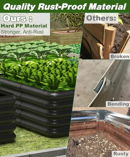 3x3x1ft Raised Garden Bed Kit for Outdoors, Rustproof PP Raised Planter Box, Large Garden Box Flower Bed with Press-Fit Assembly, Gardening Containers for Vegetables Flowers Herbs, Balck - size: 3 × 3 × 1 FT