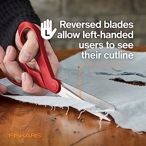 Fiskars 8" Left-Handed All-Purpose Scissors for Fabric & Crafts, Red - style: Left-Handed