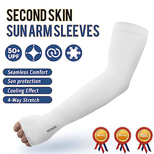 GOUNOD Gardening Sleeves to Cover Arms for Women with Thumb Holes-Sun Protection SPF Cooling Driving UV Blocking - color: 4 Pairs:black,white,dark Grey,dark Blue