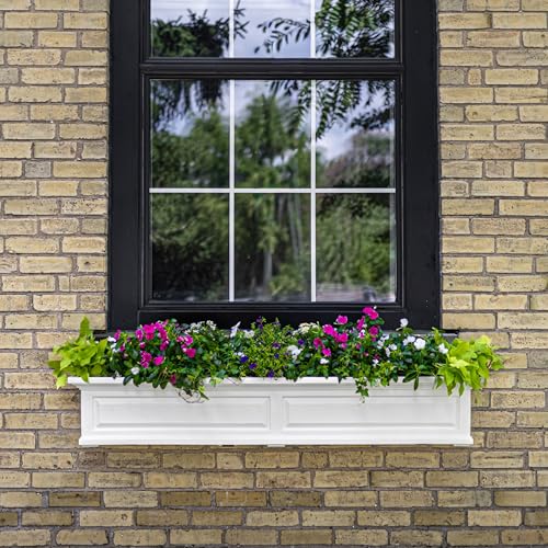 Mayne Nantucket 60in Self-Watering Rectangular Window Box Planter, White - color: White, size: 60in