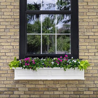 Mayne Nantucket 60in Self-Watering Rectangular Window Box Planter, White - color: White, size: 60in