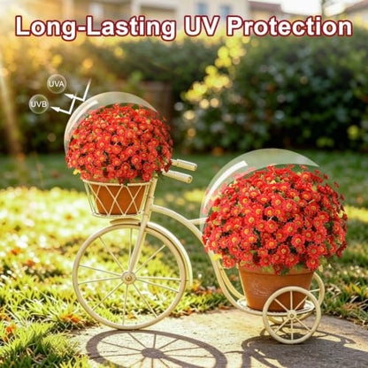 Artificial Daisy Mums for Outdoors, 12 PCS Fall Flowers, Red - color: Red