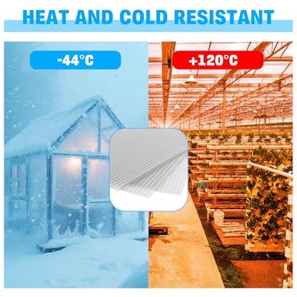 6 Pack Polycarbonate Greenhouse Panels, 4' x 2' x 0.24" Twin-Wall Panels - size: 6 PCS 4' x 2' x 0.24"