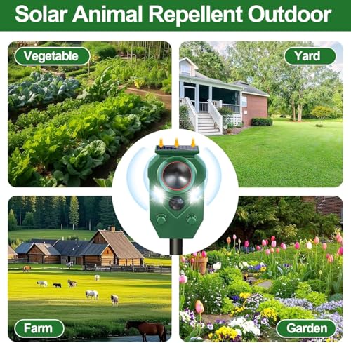 Solar Powered Ultrasonic Animal Repeller with PIR Sensor, 2 Pack