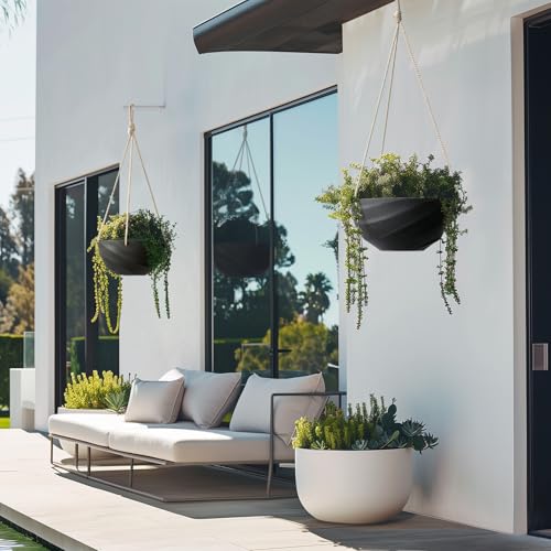 La Jolie Maison Self-Watering Indoor Hanging Planters, Set of 2,10 Inch - color: Jet Black