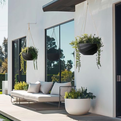 La Jolie Maison Self-Watering Indoor Hanging Planters, Set of 2,10 Inch - color: Jet Black