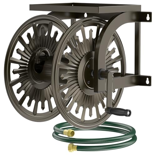 GOFORWILD Wall Mount Garden Hose Reel, Holds 200-Feet of 5/8-Inch Hose