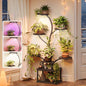 PRAISUN 51 Inch Plant Stand with Grow Lights, 8 Tiered Indoor Plant Shelf - color: Walnut
