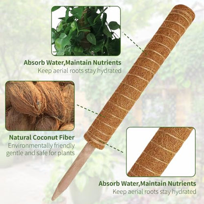 Moss Pole Monstera Plant Support: 4 Pack 16 inch Stackable Coco Coir - size: 4-pack