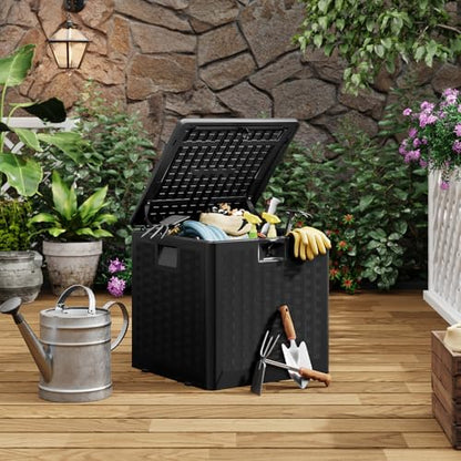 IDEALHOUSE 28 Gal Waterproof Blow Molded Resin Deck Box, Black - color: Black, size: 28 Gallon