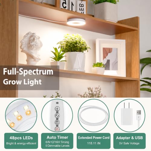 LORDEM Grow Lights for Indoor Plants,Ceiling Full Spectrum Plant Light 5V - size: 3.54in-1 Head