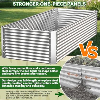 2 Pack Tall Corrugated Galvanized Steel Raised Garden Bed Outdoor, Metal Above Ground Garden Bed for Vegetables and Flowers, Rectangle Raised Beds for Gardening-3x2FT - size: 3x2FT
