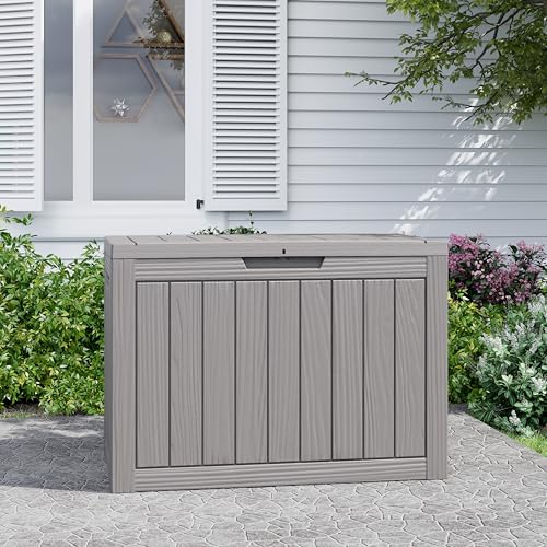 45 Gallon Outdoor Storage Box Waterproof Deck Box Patio Storage - color: Gray, style: 45Gallon