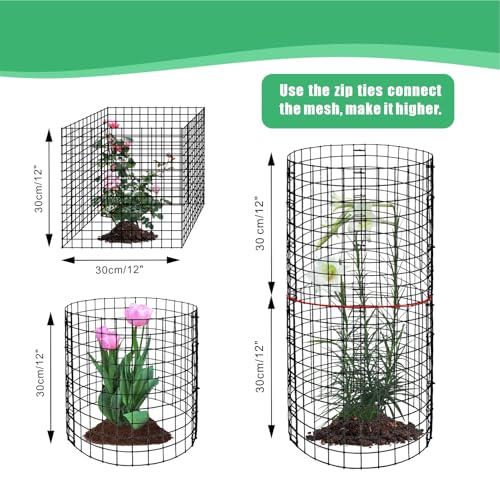 Eunika 8 Pack Round Plant Protector from Animals,24 Pcs 12" x 12" - color: Black-24pcs
