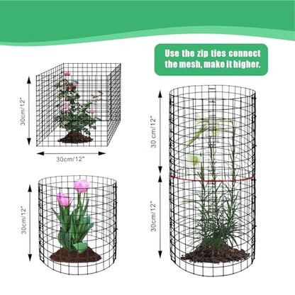 Eunika 8 Pack Round Plant Protector from Animals,24 Pcs 12" x 12" - color: Black-24pcs