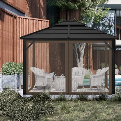 Gazebo Replacement Mosquito Netting for Patio, 10x10 ft, Coffee - color: Coffee, size: 10x10