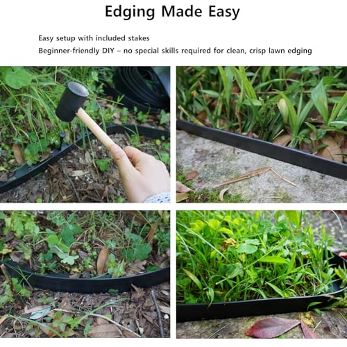 Anleolife 40FT NO-DIG Garden Landscape Edging with 48 Spikes, 2IN Black - style: 40FT+48pcs Anchoring Spikes