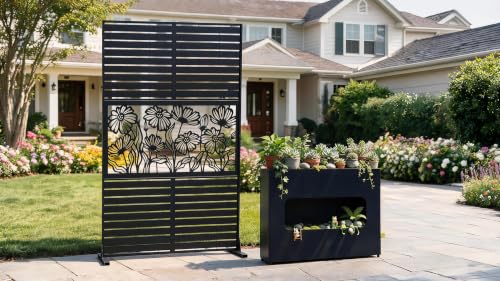 Metal Outdoor Planter Box 36INx12INx28IN - color: Black