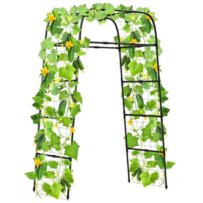 7ft Garden Arch Trellis for Climbing Plants Outdoor-Heavy Duty Metal Cucumber Trellis for Raised Beds- Tall Steel Vegetable Arbor for Climbing Vine Fruit Flower Yard Lawn Arch Tunnel Trellis - size: 32.28 in × 39.37 in × 82.68 in