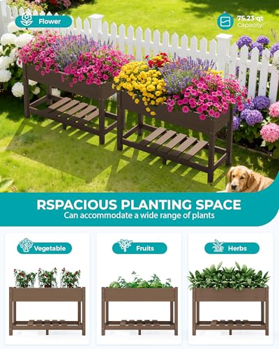 SERWALL Raised Garden Bed with Legs Set of 2-Brown - color: Brown, size: 2 pack