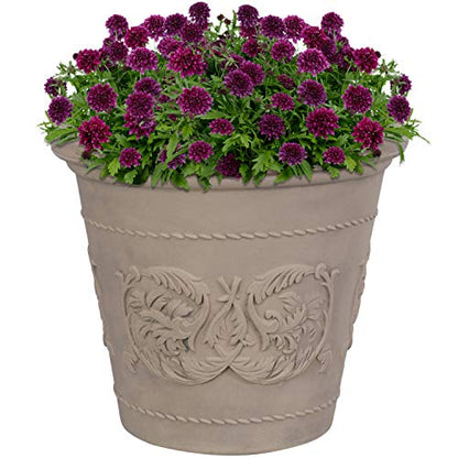 Sunnydaze Arabella 19.5'' Plastic Planter Pot for Plants, Beige - color: Beige, size: 19.5 in