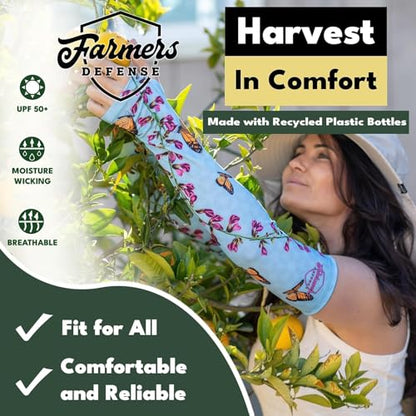 FARMER'S DEFENSE Gardening Arm Sleeves|UV Cooling Protective Sleeve Women & Men|Anti-Scratch Cover Sun UPF Outdoor Protection - Heather Yellow - XS - color: Heather Yellow, size: X-Small