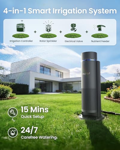 Aiper IrriSense 2 Lawn Sprinkler, Smart Irrigation System, Multi-Zone Plant-Specific Watering, Smart Scheduling, Weather-Adaptive Irrigation with Rain Sensor, for Lawns up to 4,800 sq.ft.-Rainbow
