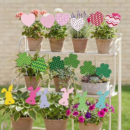 Amyhill 18 Pcs Garden Decor for Outside Heart Metal Garden Stakes