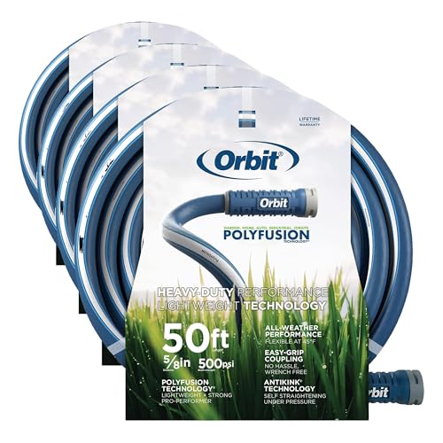 Orbit 22005 Polyfusion Garden Hose - Heavy-Duty Water Hose (50-Foot x 5/8-Inch) (Pack of 4) - size: 50 Ft (Pack of 4), style: Polyfusion