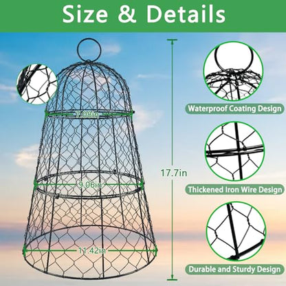6 PCS 17.7"H X 11.42"D Garden Cloches,Chicken Wire Plant Covers Protectors Modular Design for Customizable Protection,Rust-Proof Heavy Duty Metal Plant Cage for Seedlings Flowers Protect from Animals