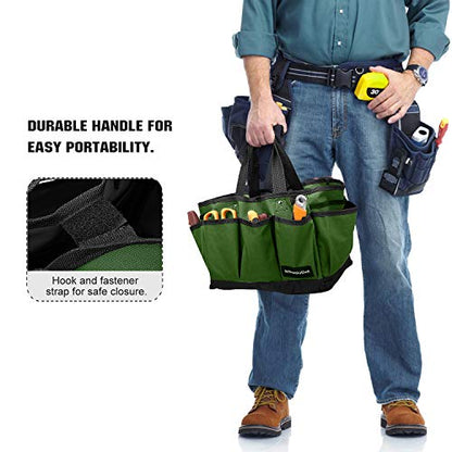 Housolution 12 Inch Gardening Tote Bag, Garden Tool Storage Bag, Dark Green - color: Dark Green, size: 12 Inch