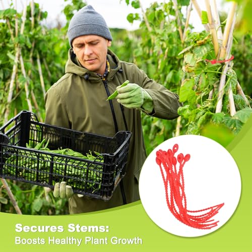 M METERXITY 48-Pack Adjustable Plant Ties, 4.7/5.9/6.7/8.2 Inch Silicone Flexible Multi-Function Garden Twist Tie for Crafts/Gift Wrapping/Gardening Plants, Reusable Support Twine [Red] - color: Red