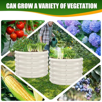 TBMLC 17" Tall, 24" Diameter Elevated Round Metal Raised Garden Bed White - color: White, size: 2FT Diameter