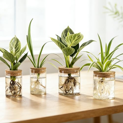 Glass Plant Propagation Stations for Plants – Set of 4