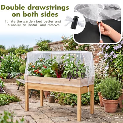 Woanger 3 Pack Garden Netting for Raised Beds 37.4 x 19.69 x 19.69 Inch Rectangular Mesh Plant Covers with Drawstring for Garden Raised Bed Bird Netting Pest Barrier Screen for Protecting Vegetable - size: 3 x 2 x 2 ft