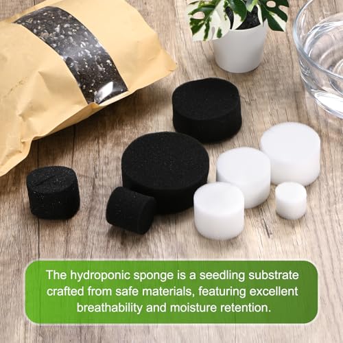 M METERXITY 50-Pack Hydroponics Sponges, 2.76 Inch Growing Media Cylindrical Sponges for Planting Gardening Tool/Grow Seedlings/Home Vegetable Flower, Soilless Cultivation Seedling [Black] - color: Black, size: 2.76 Inch