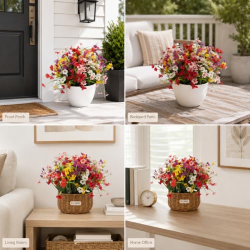 Artificial Flowers & Monkey Grass - 24 Pcs, Faux Floral Greenery 6 Colors - color: 6 Colors With Monkey Grass