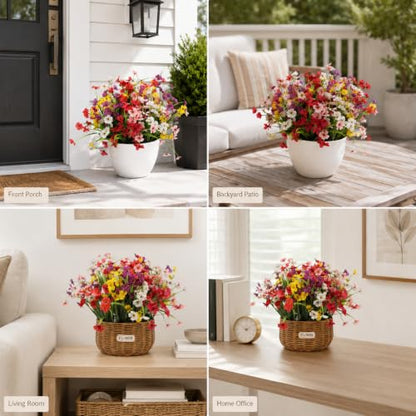 Artificial Flowers & Monkey Grass - 24 Pcs, Faux Floral Greenery 6 Colors - color: 6 Colors With Monkey Grass