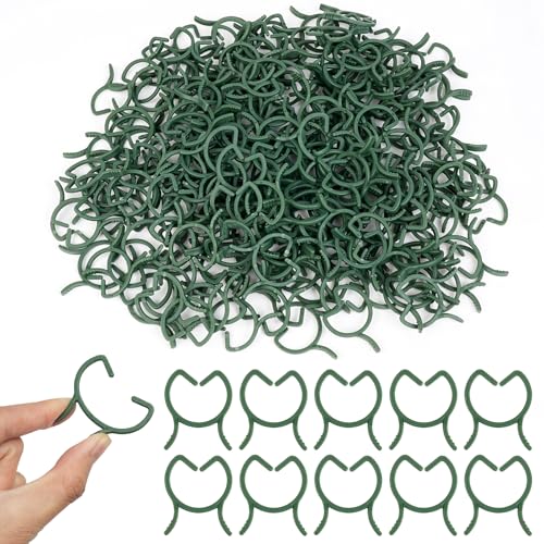 AUAUY 210 Pcs Plant Clips, Green Garden Clips Plastic Plant Rings, M - size: Small