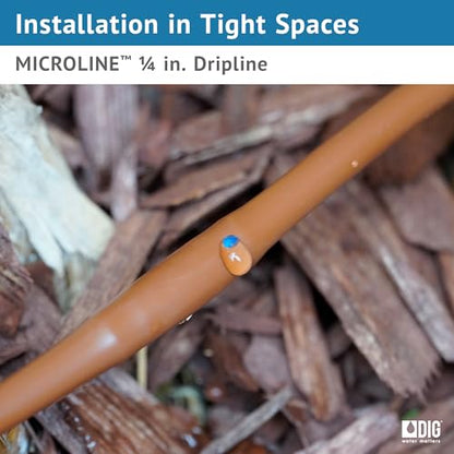 DIG ¼” 100’ MICROLINE™ Dripline - Enhanced 6” Emitter Spacing, UV-Resistant, Perfect for Diverse Garden Layouts (Brown) SHB106 - size: 100',¼" MICROLINE Dripline - 6” Spacing